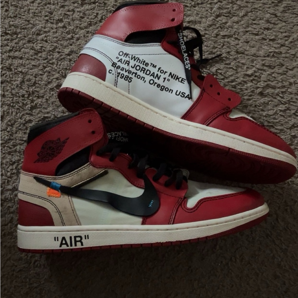 Off-White x Nike Air Jordan 1 Red Sneakers